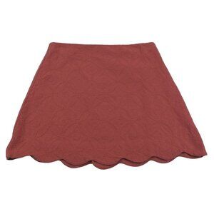 ALTAR'D STATE Women's Pink Clay Cotton Eyelet Embroidered Scallop Mini Skirt L